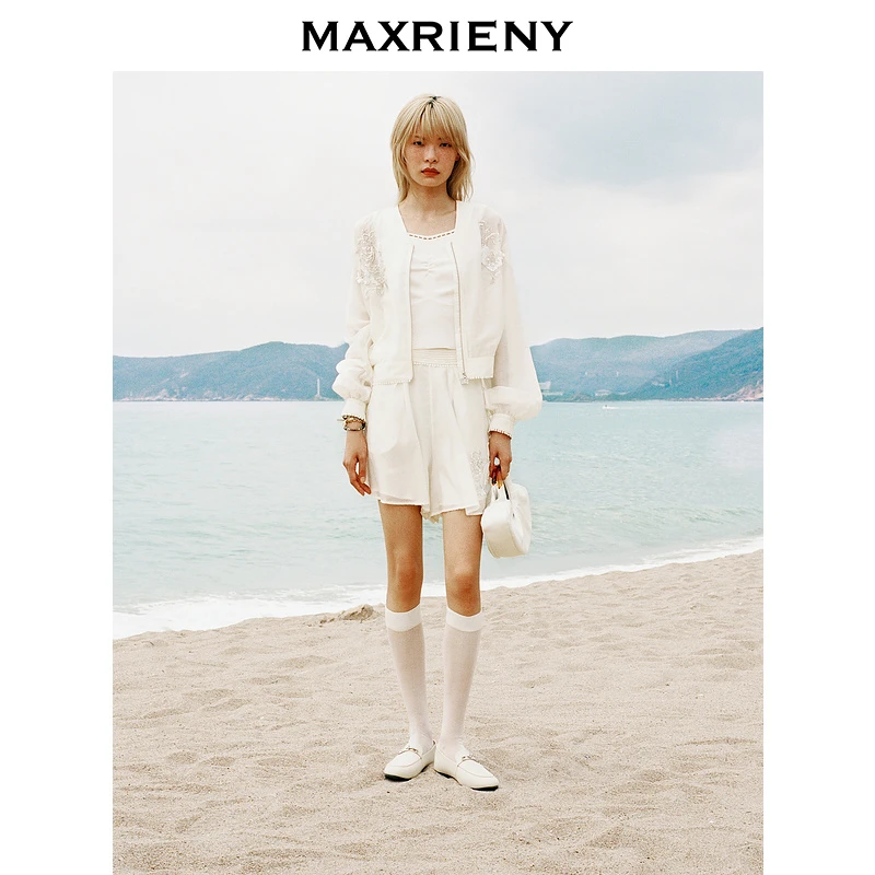 【蜜思仝】MAXRIENY精致休闲感A字型珠绣装饰裙裤