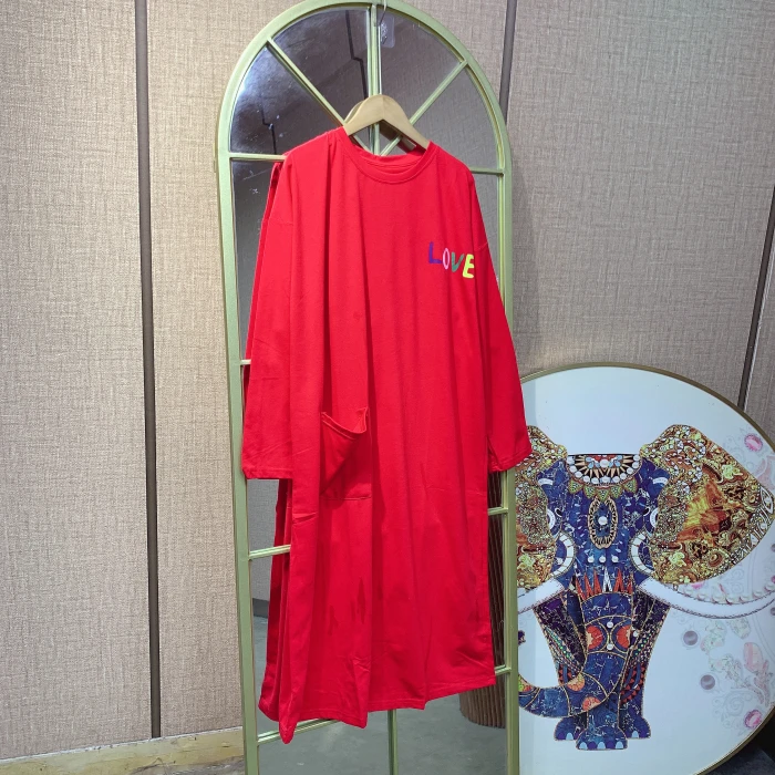 FD113孕妇红色睡裙90-150