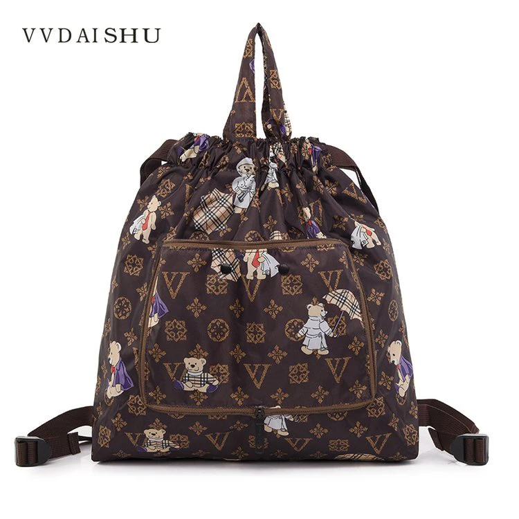 NaNa甄选 时尚休闲百搭轻便可折叠双肩包（长约44cm高约45cm宽8cm）