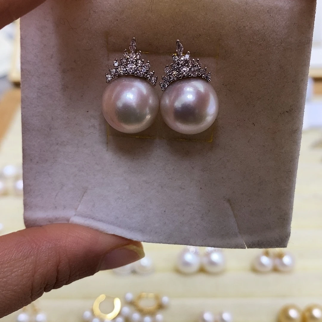 淡水珍珠耳饰银S925镶嵌