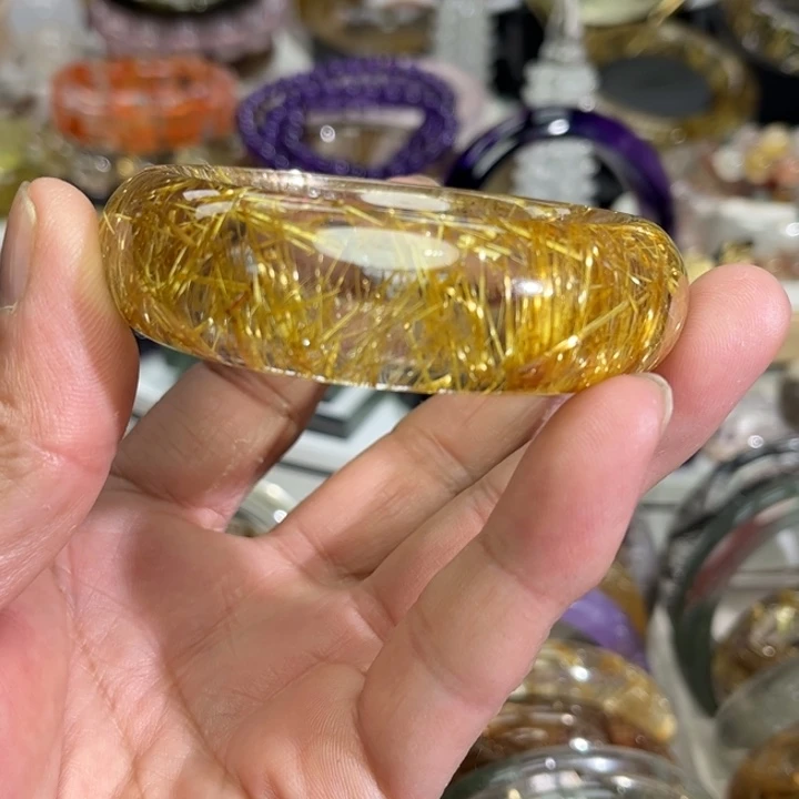 水晶手镯未镶嵌李*天然巴西钛金手镯