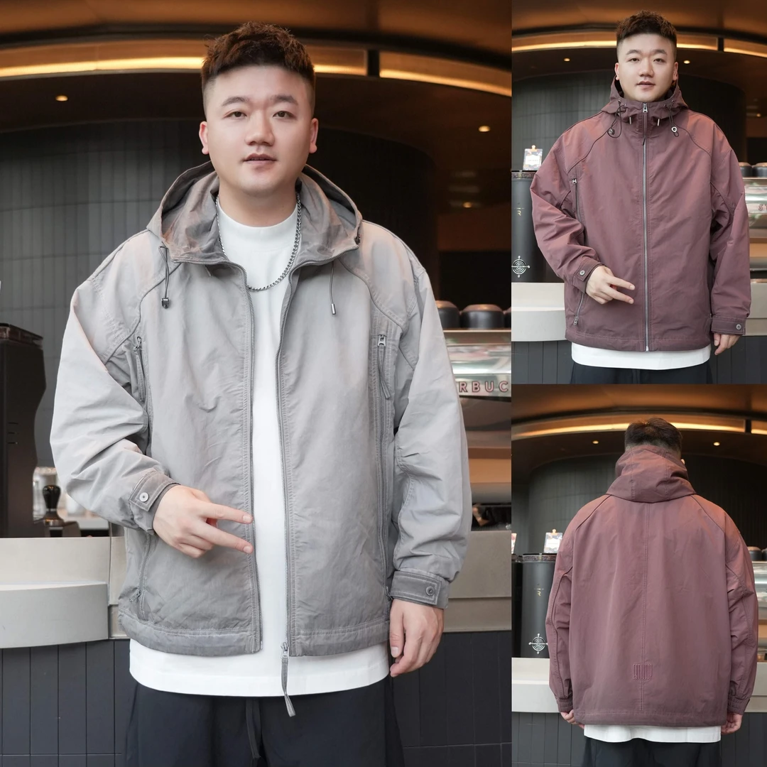 秋季新款工装连帽外套山系机能风做旧冲锋衣夹克99033