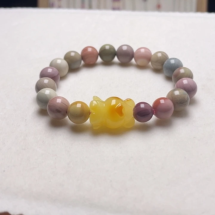 蜜蜡未镶嵌裸石蜜蜡小熊手串