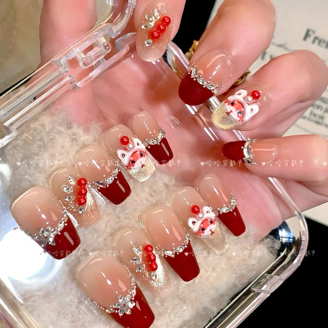 【蛇年战甲】穿戴甲 哈哈公主裸色贴钻高级感显白手工纯欲美甲