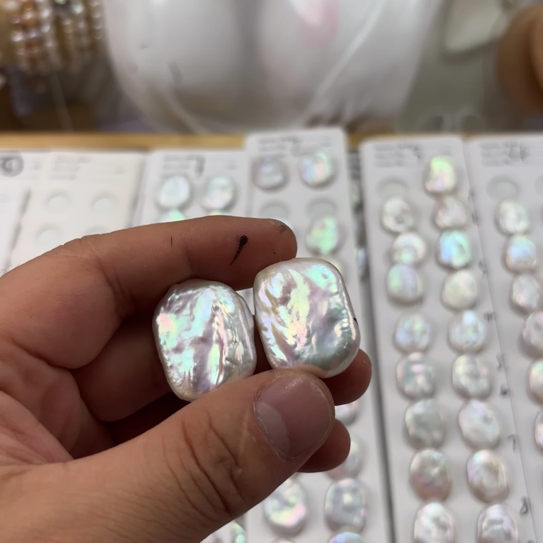 三***堇银S925镶嵌淡水珍珠耳钉