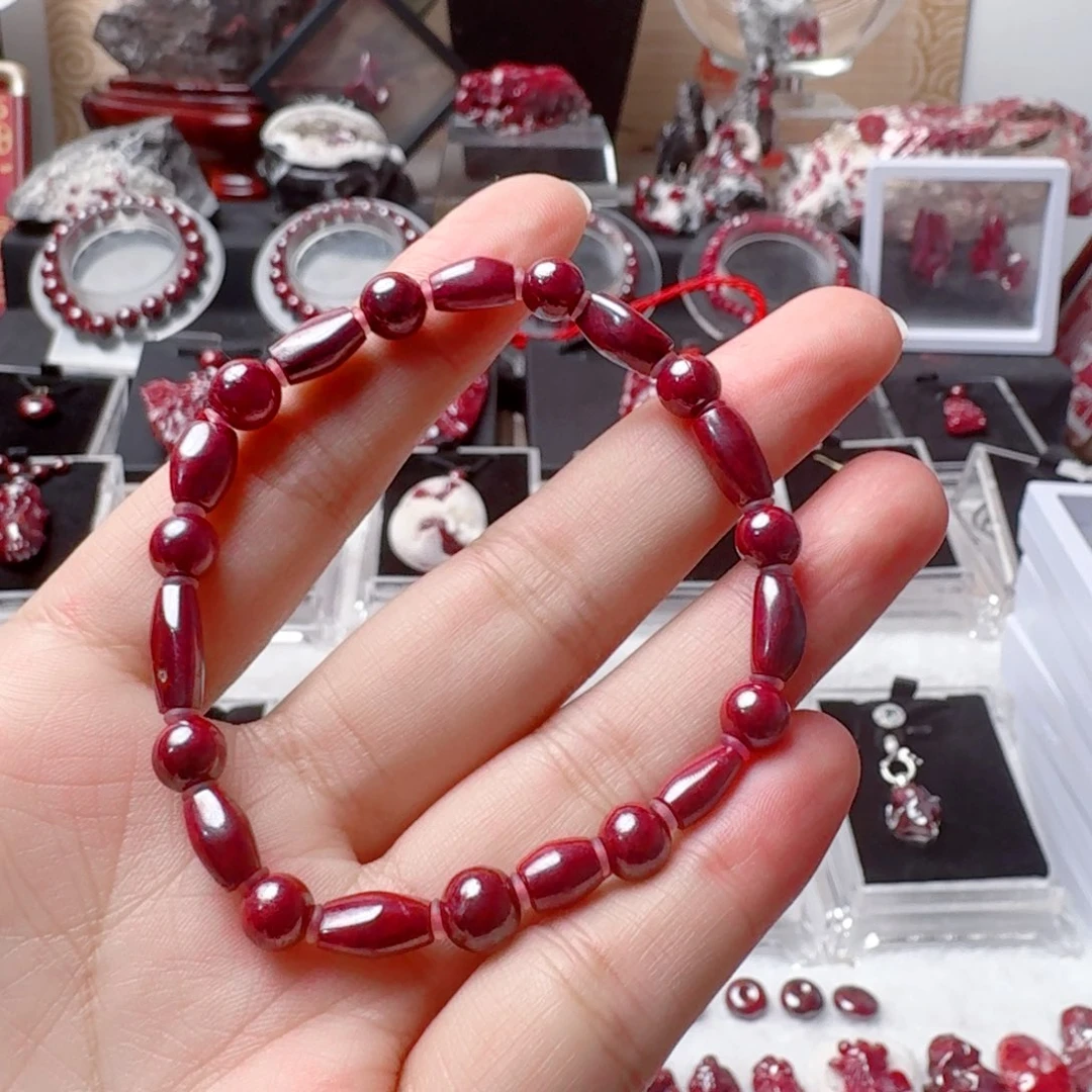 天然辰砂天然朱砂原矿手串，27克