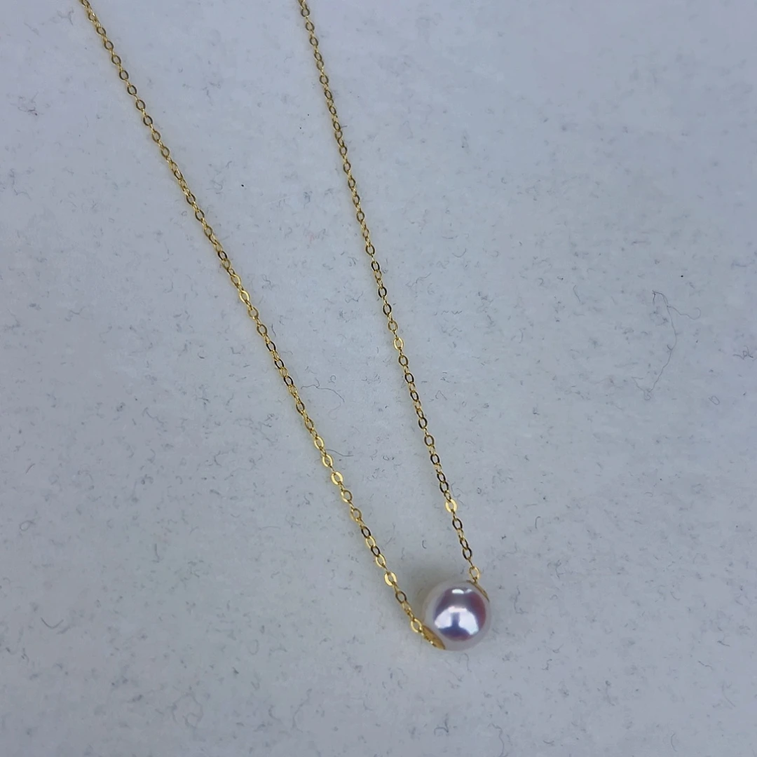 海水珍珠海水akoya路路通吊坠7-8mm18K金镶嵌