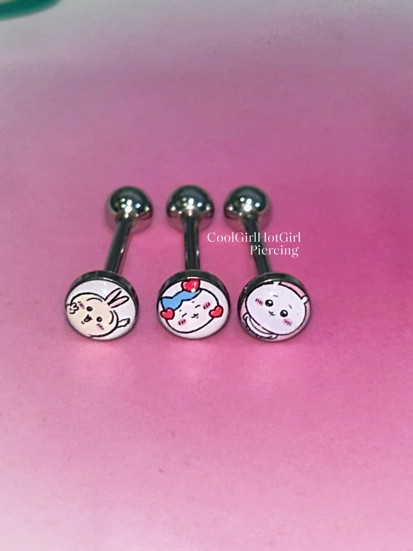 钛钢耳饰 CGHG chiikawa 小八乌萨奇吉伊舌钉 钛钢外螺纹舌头钉