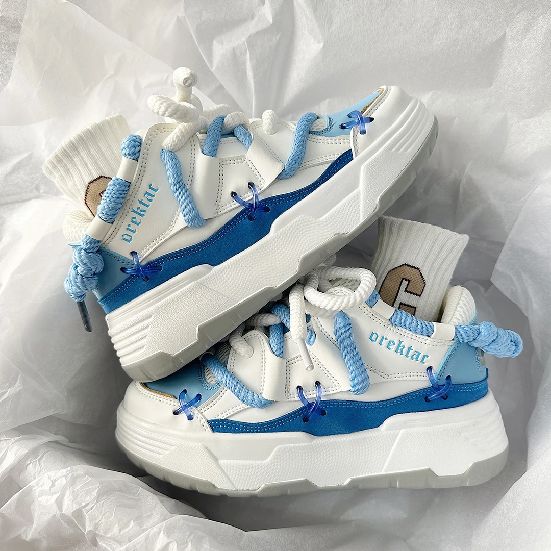 鞋子男款ins港风脏辫复古情侣增高面包鞋百搭小众厚底运动滑板鞋