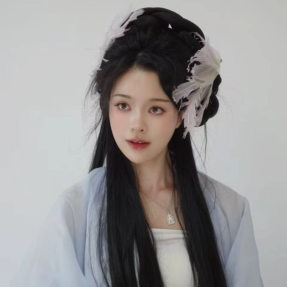 梦金陵渐变羽毛烫花发夹可调节款发饰多用款妆造配饰古风点缀