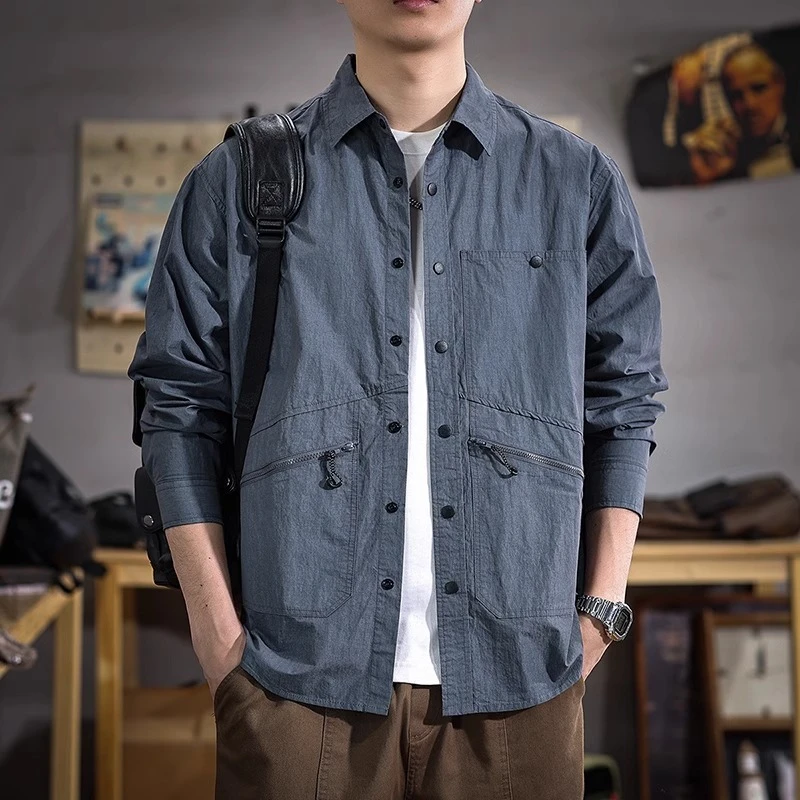 GTRT日系复古潮牌痞帅休闲工装衬衫男士2025春季新款