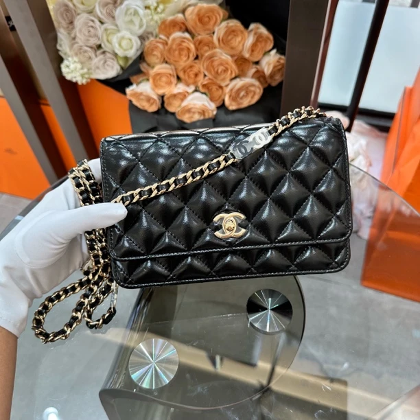 未使用 Chanel/香奈儿 Chanel黑金24P双C链条woc斜挎 NE51042