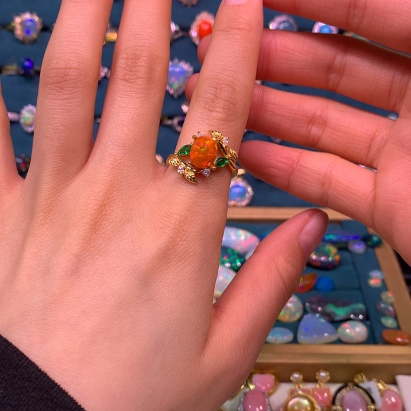 【闪购商品】欧泊戒指裸石定制不退不换银S925镀金镶嵌昭