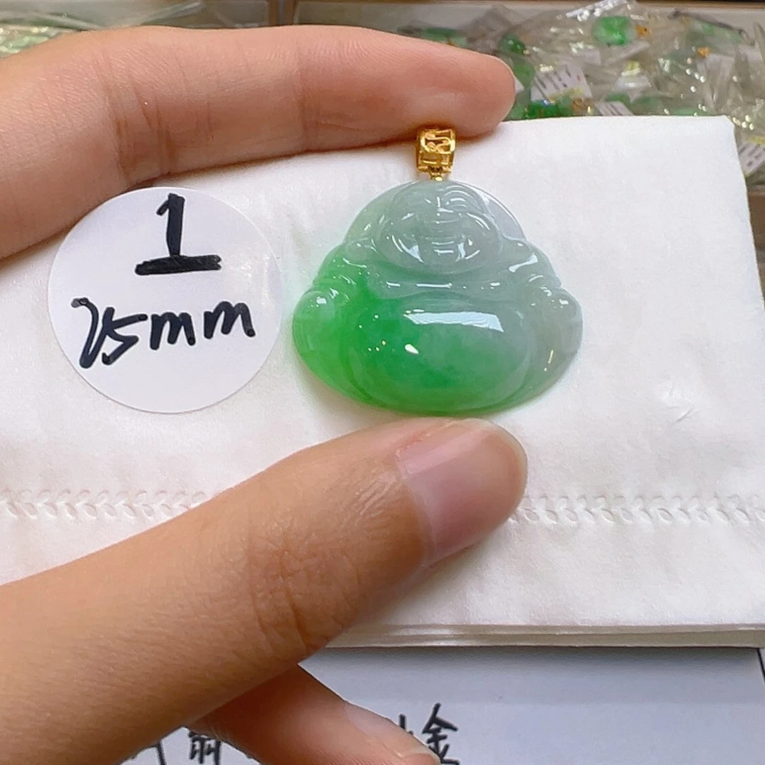 翡翠18K金镶嵌吊坠(不含链)翡翠