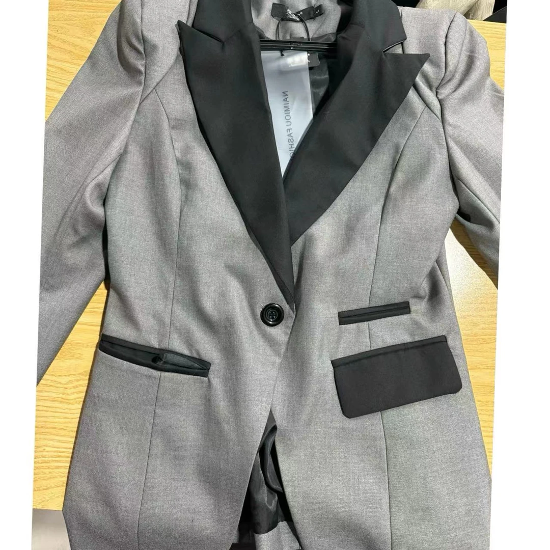 璇璇家（单件气质外套）时尚外套拼接一粒扣西服百搭简约#881衣长65