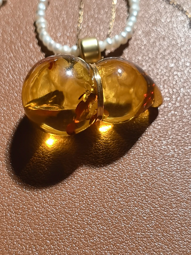 福禄珍珠项链花琥珀葫芦吊坠（2169）