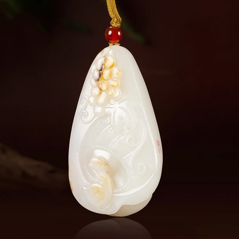 吴灶发大师作品新疆和田玉白玉籽玉多子多福 61克