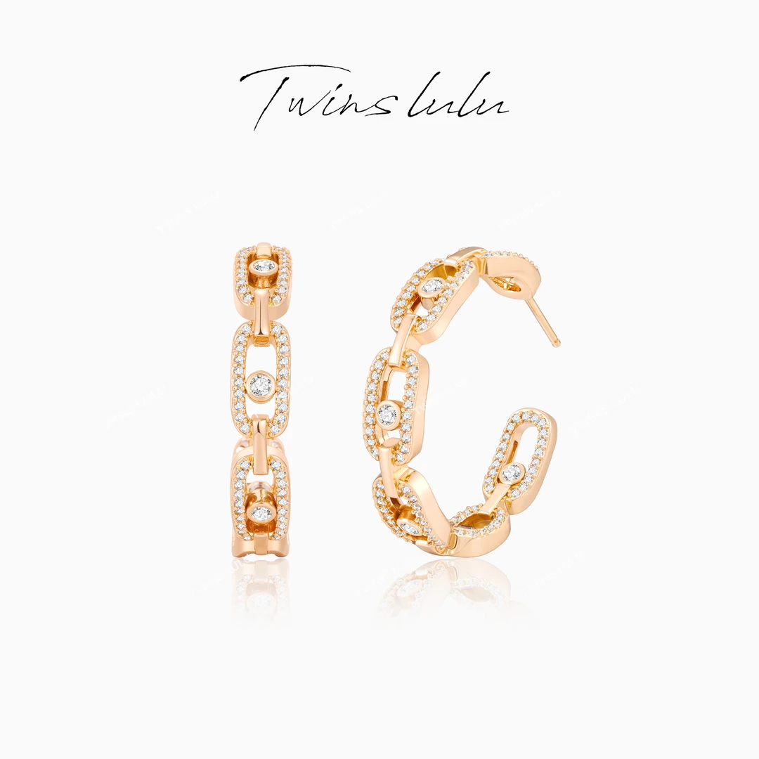 TWINS LULU 镀K金【回型圈】小众设计简约回形针C型耳环TSL2583