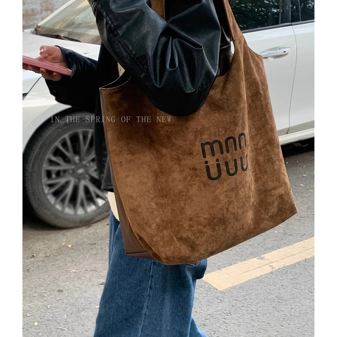 ZY复古大容量腋下包包女2025新款潮秋冬韩版字母托特包手提通勤包