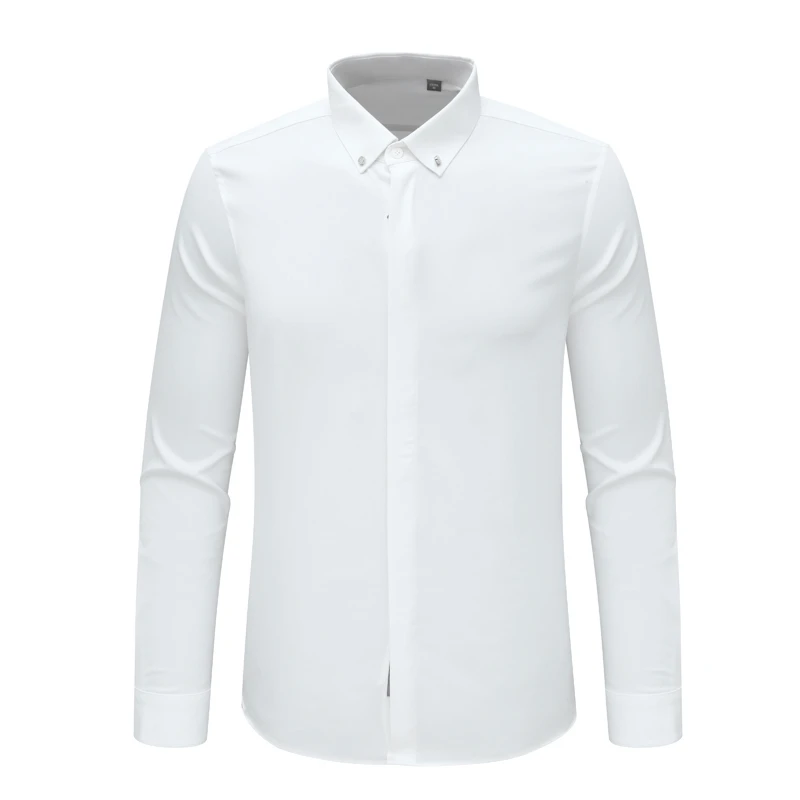 F3779鸟春秋男式长袖衬衫 百搭商务休闲上衣 白色上班职业装
