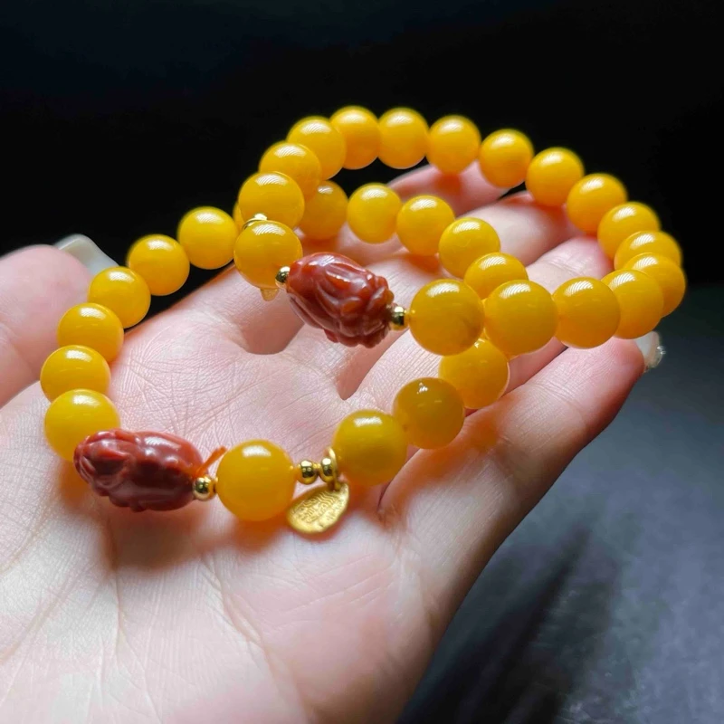 【小魏总珠宝】天然老蜜蜡手串（9mm）【多样性发一】