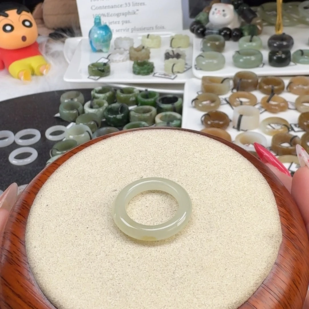 和田玉未镶嵌戒指O12一口糖冰晴16.3