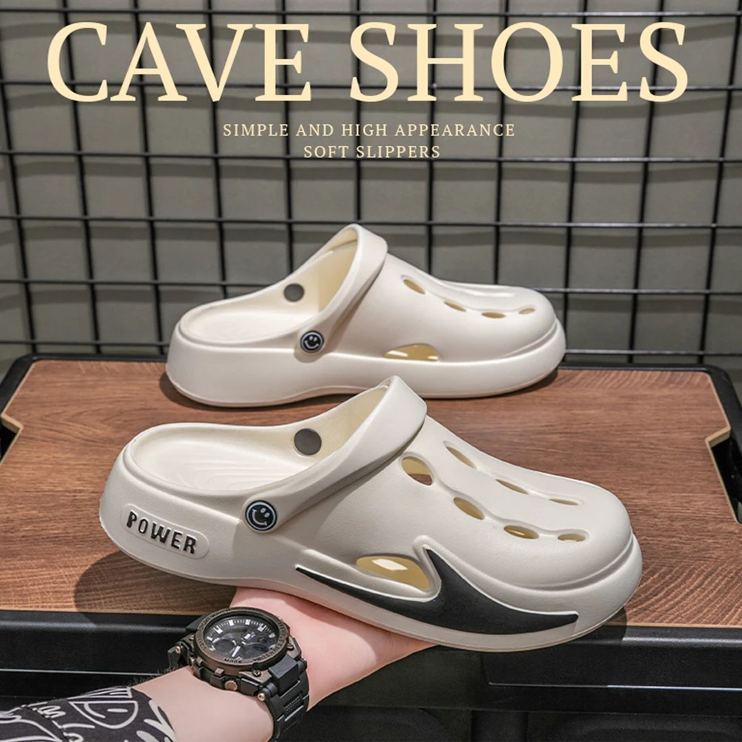 2025新款男款潮流个性夏凉鞋沙滩鞋户外出行软底踩屎感洞洞鞋