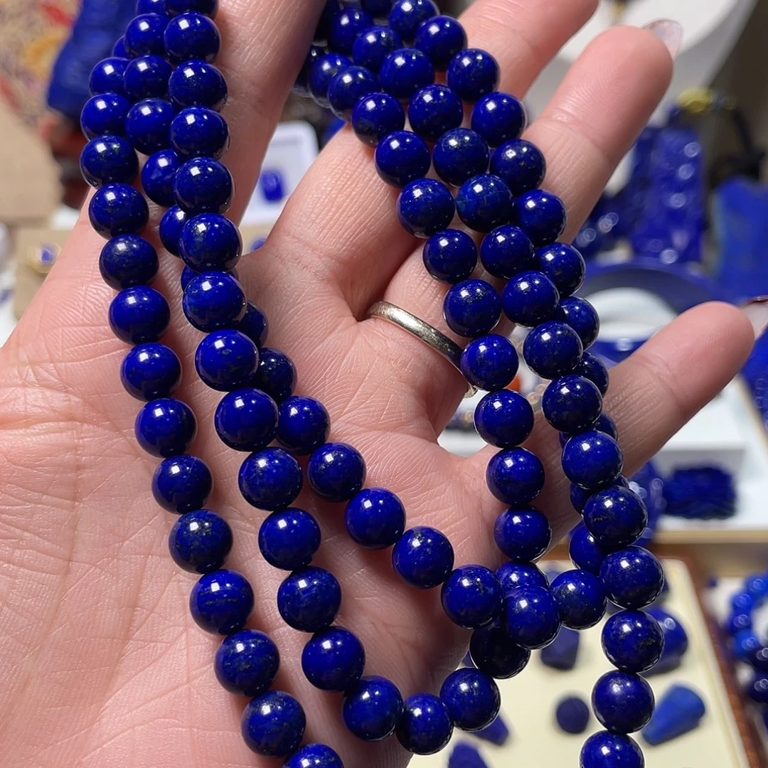 ****٭青金石未镶嵌少白少金8mm108佛珠