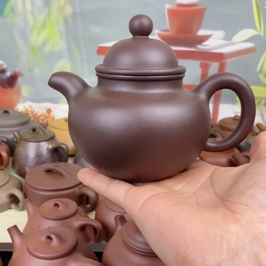 紫砂茶壶掇球400cc左右半手工原矿紫泥