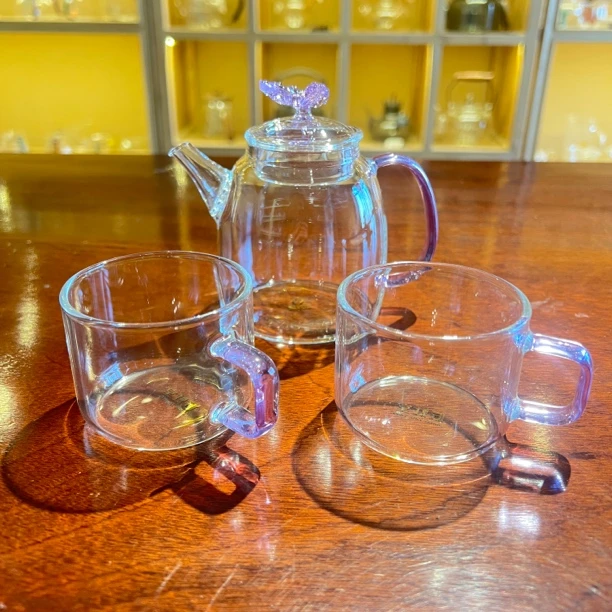 秦权紫色蝴蝶加2只紫色把杯