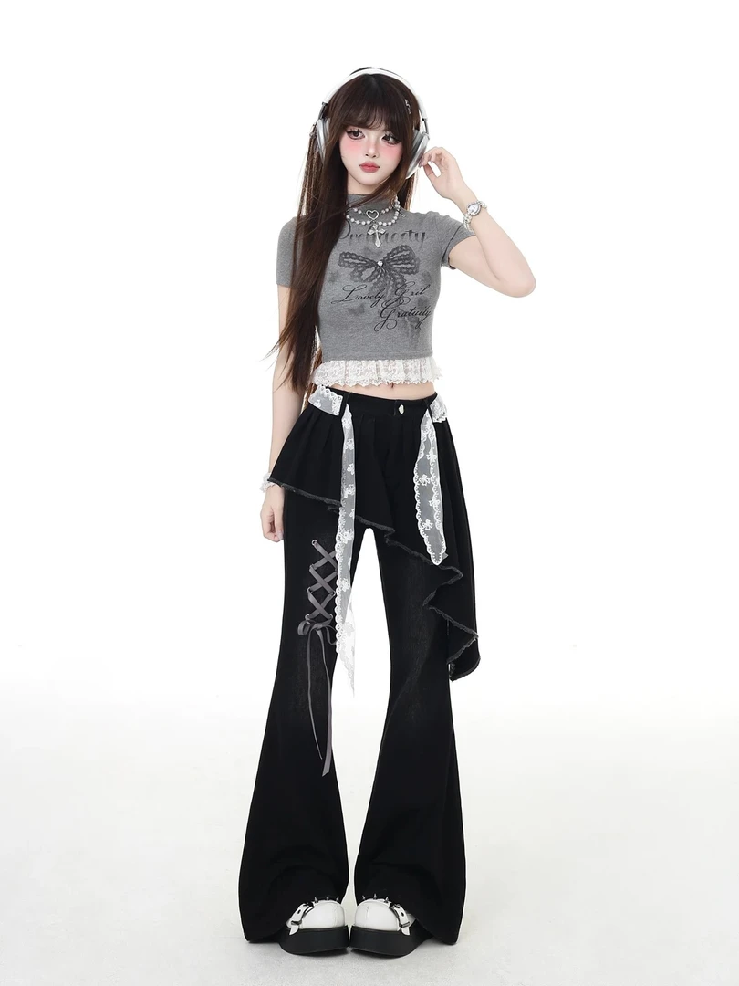 夏季薄款痞帅风休闲性感风牛仔辣妹长裤时尚性感休闲衣服女慵懒风