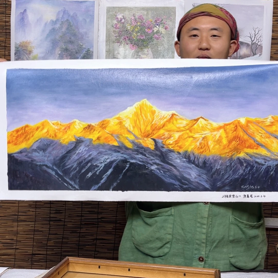油画行路人小院绘画作品竞拍