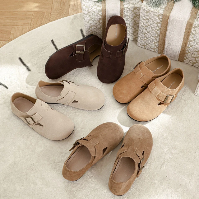 勃肯鞋女真皮秋冬新款超火ins豆豆鞋日系丑萌单鞋平底全包博肯鞋