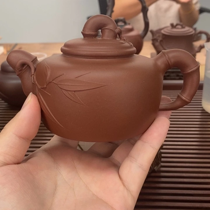 紫砂茶壶道洪竹节230毫升底槽青