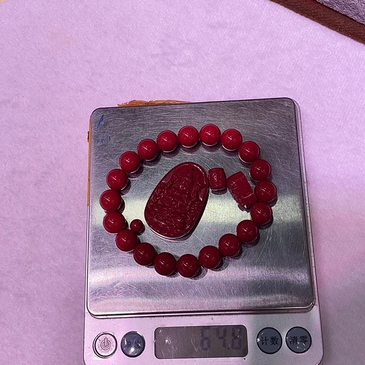 天然辰砂红晶砂10毫米20颗➕普贤，千手小号吊坠