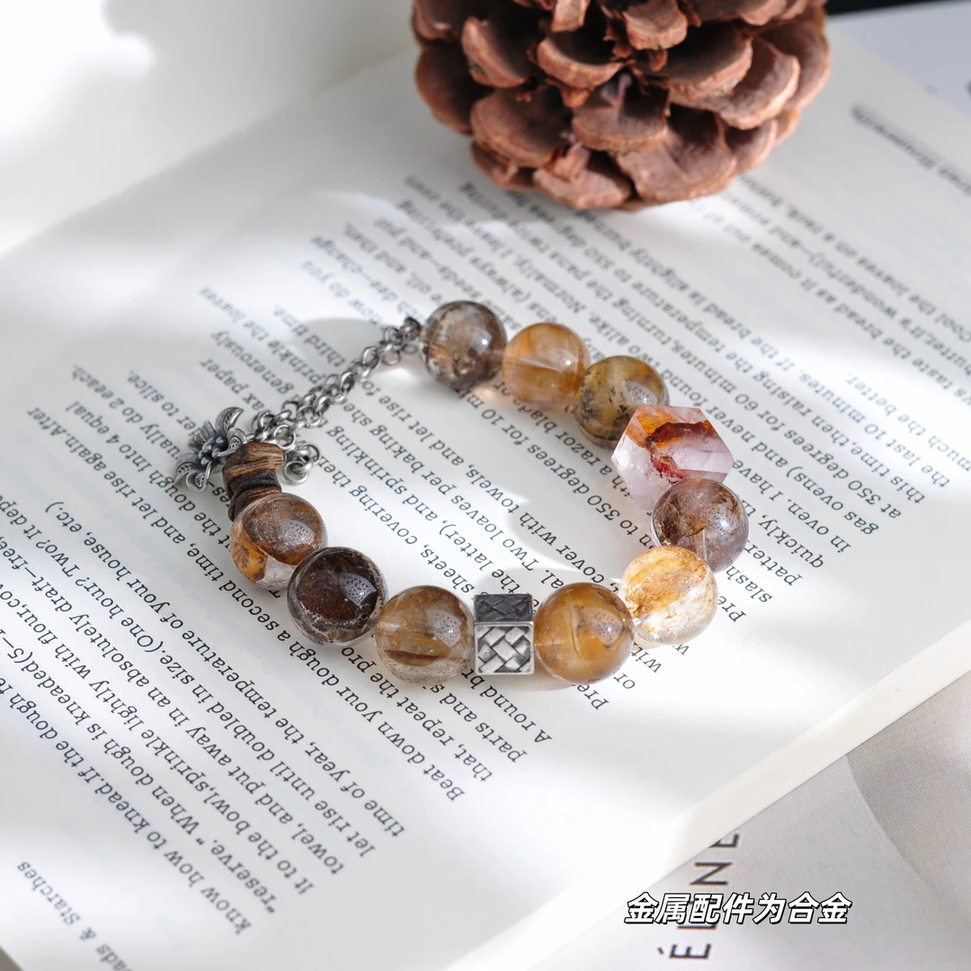 【生 命 之 树】小树胶花配沉香珠罕见老矿异象水晶手串A4430042