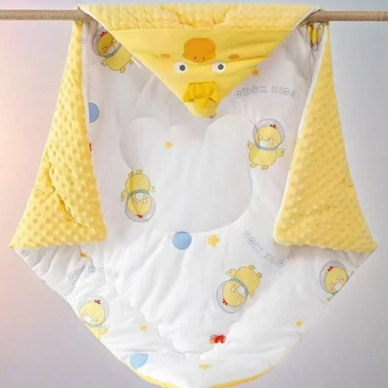 新生儿豆豆绒包被秋牛奶丝抱被新生儿产房襁褓巾宝宝外出夹棉抱毯