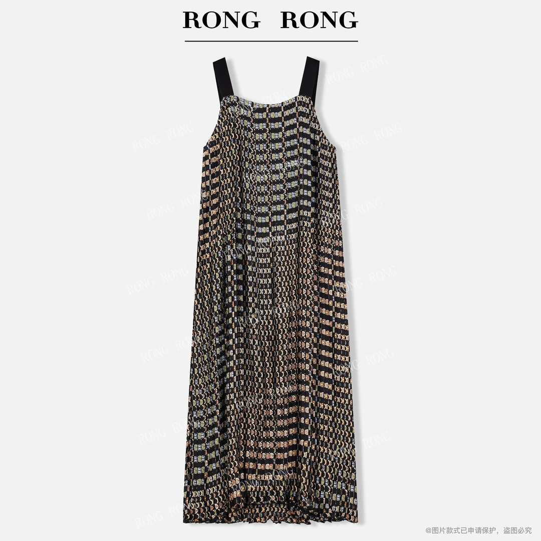 溶溶【画意纪行】RONGRONG 波西米亚异域风印花优雅直筒吊带裙25700