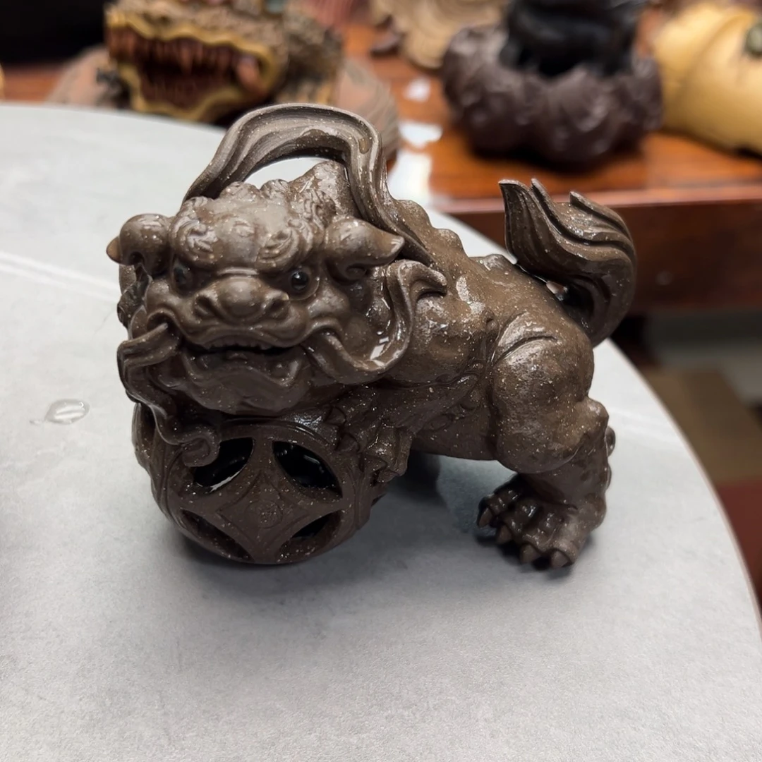 紫砂茶宠玲珑狮子紫砂