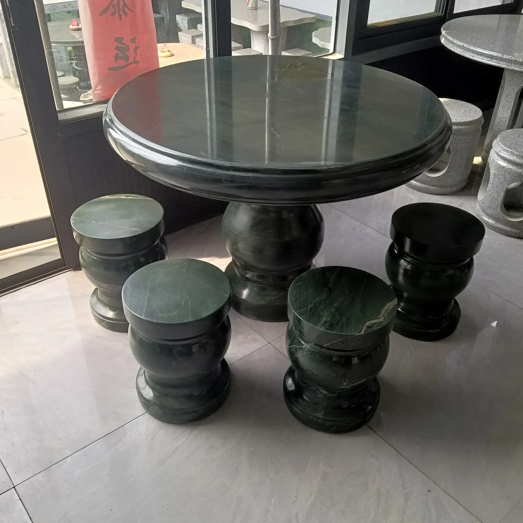 花岗岩石材金丝绿石桌石凳户外庭院摆件