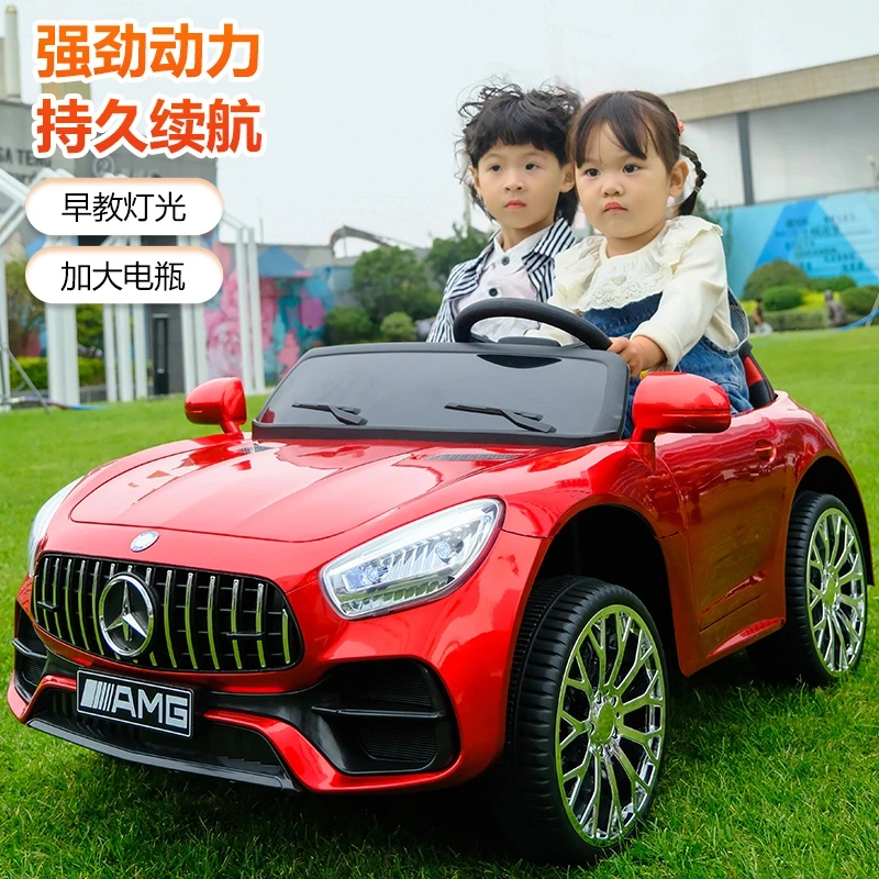 双人座儿童电动车新款充电遥控汽车可坐人玩具车小孩四驱宝宝童车