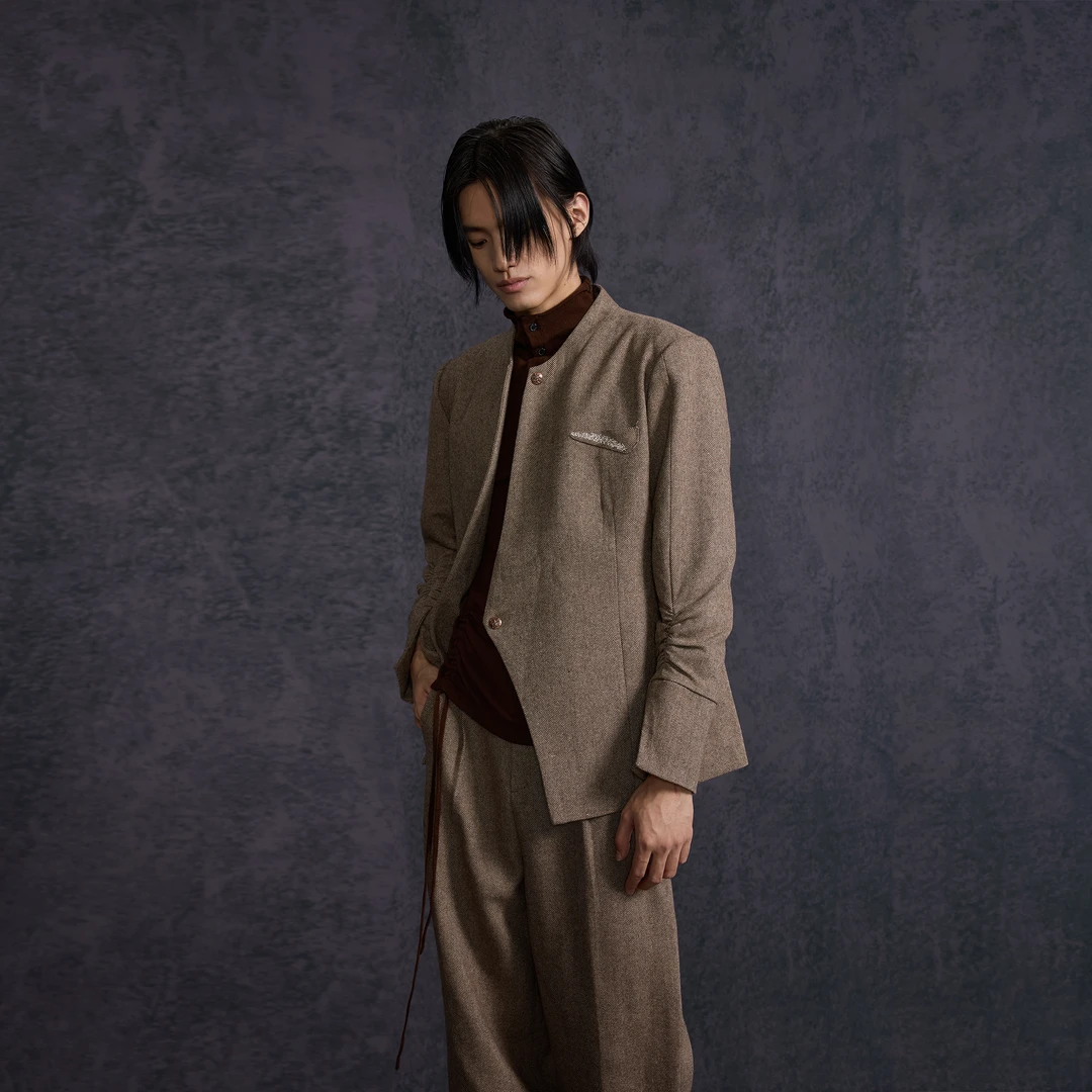 Hype yourself「折棘」多形态折角领刺绣立裁捏褶反角袖口休闲西装