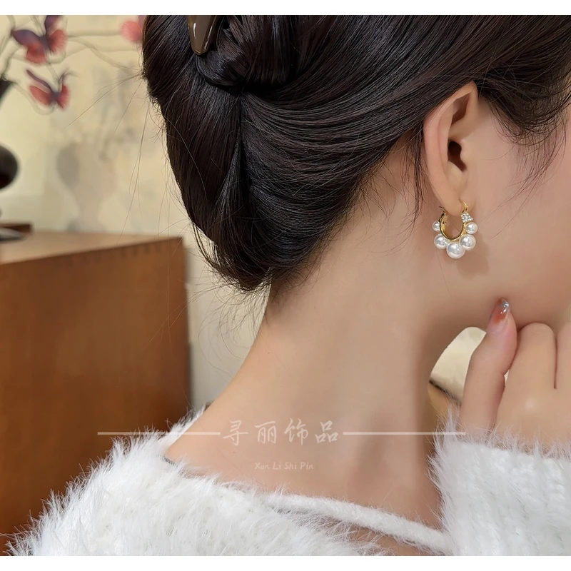 铜合金耳饰 轻奢高级满珠微镶耳环