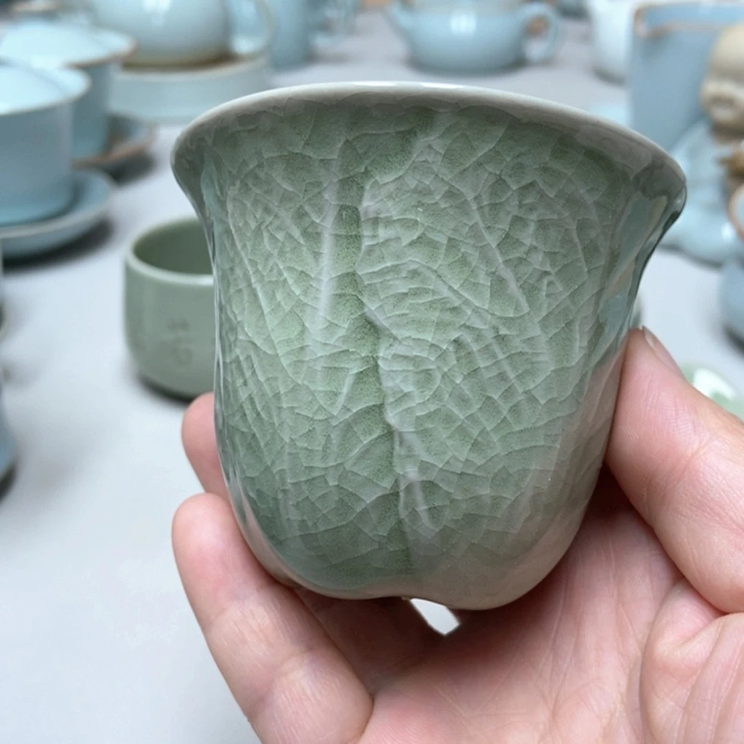 瓷赵琳豆绿百财杯带礼盒