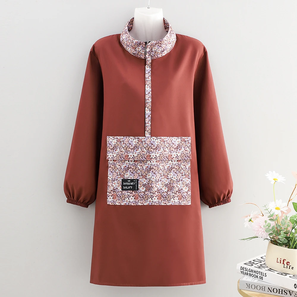 时尚洋气长袖围裙厨房专用成人家用做饭围腰女士上班干活工作罩衣