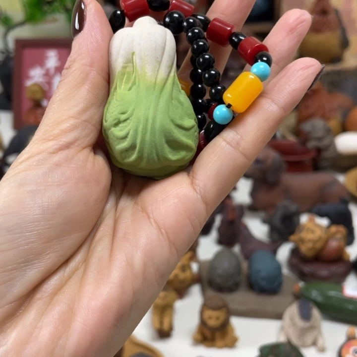 茶宠紫砂紫砂白菜手把件