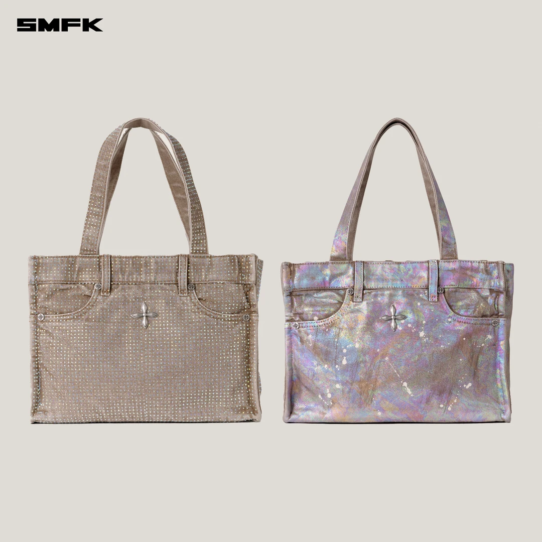 SMFK荒野钻石牛仔托特包/中号 BD001KD+ 复古休闲时尚单肩挎包