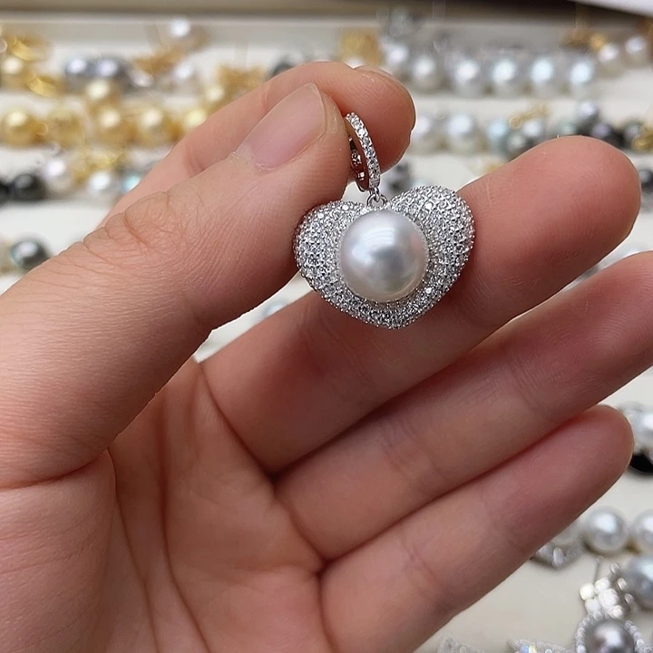 海水珍珠银S925镶嵌吊坠(不含链)