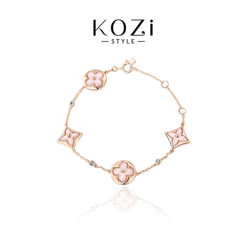 Kozi 镀K金 高定经典菱形手链精工版气质白色轻奢简约小众百搭女