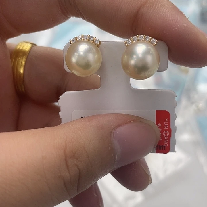 海水珍珠耳饰银S925镶嵌